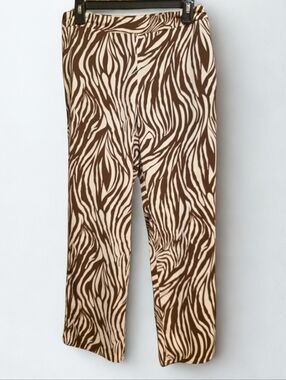 Le Lis Brown and White Cropped Zebra Print Pants